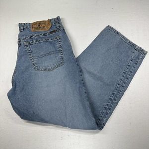 Vintage Lucky Brand Dungarees Style 81 Men Blue Jeans Relaxed Size 34 Made USA